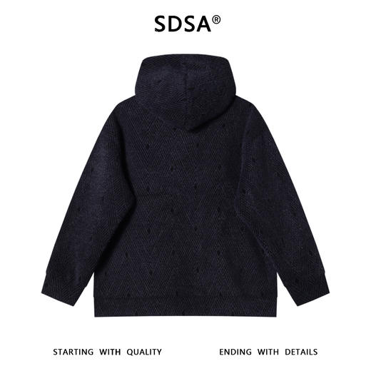 WY1096SDSA男士秋冬新款痞帅男装潮牌菱形线条抽绳连帽卫衣百搭套头上衣 商品图5