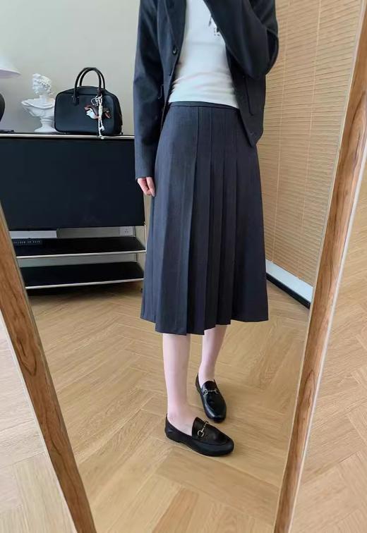 之禾千加半裙品质斜纹含羊毛精简压褶半裙 商品图3