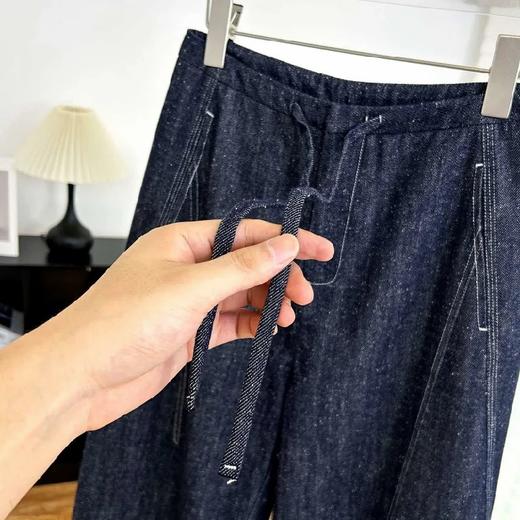 2025 秋冬新款！高个子加长拖地点点纱牛仔裤 抽绳小众阔腿型 100% 棉 显瘦显腿长 商品图1