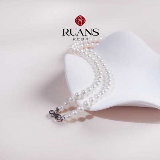 阮仕珍珠 星河之恋系列（短款）S925银 淡水珍珠链牌 4-4.5/5.5-6mm 近圆 极微瑕 极强光 商品图5