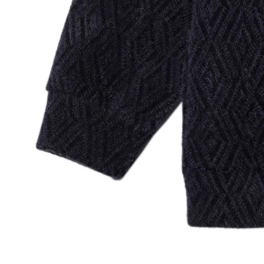 SDSA男士秋冬新款痞帅男装慵懒风绒毛菱形格设计抽绳连帽卫衣宽松 商品图4