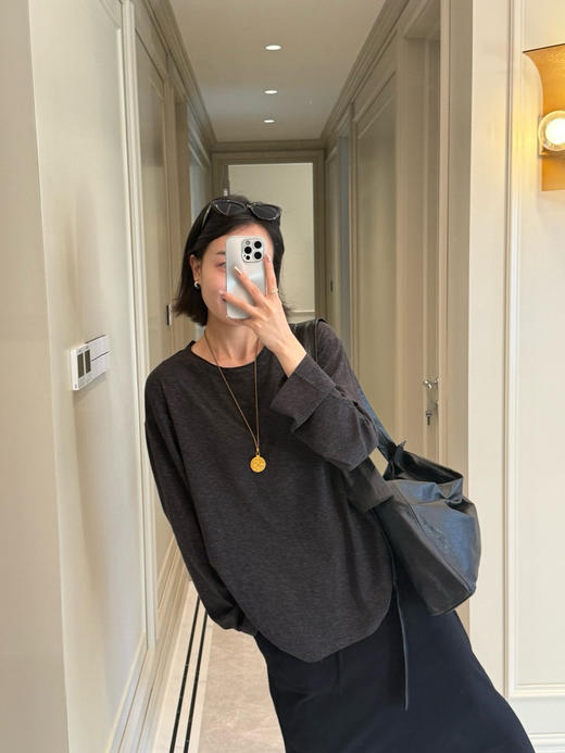 韩国订单🇰🇷混纺毛边圆长袖tee半身裙090606 商品图13