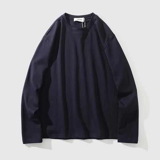 270克双面水柔棉弹力圆领打底衫 简约纯色百搭休闲直口长袖T！男女都可穿！ 商品图1