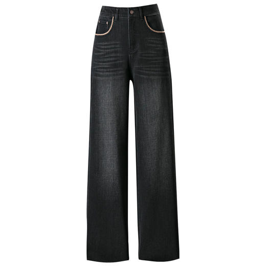 MYX时尚牛仔阔腿裤垂坠感休闲长裤2025年秋季新款修身显瘦高腰直筒裤 商品图4