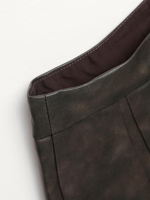 酷飒风黑色皮面百褶半身裙女 高腰显瘦 A 字短裙 商品图2