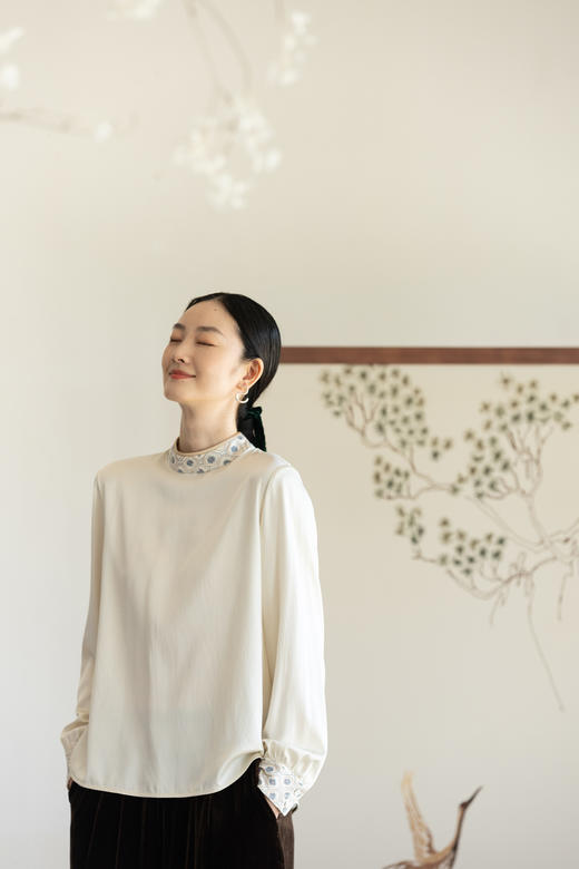 牧衣游原创 重磅22姆米机绣真丝衬衫新品古朴禅意中式风开衫 风畔 商品图5