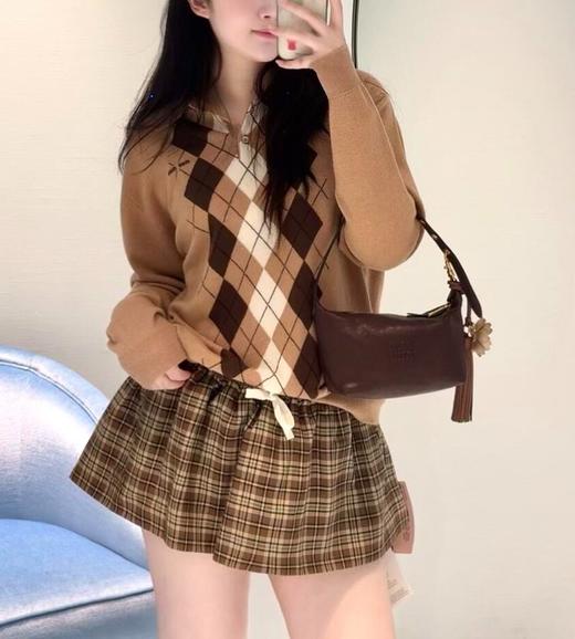 女款格纹羊绒针织衫毛衣017 商品图3