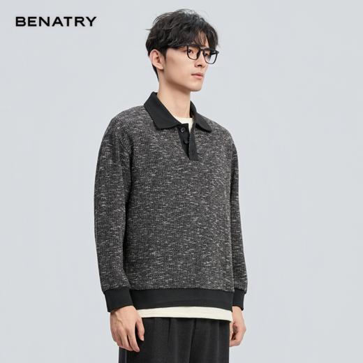 贝纳川2025秋季新品翻领POLO卫衣ECF324001 商品图1