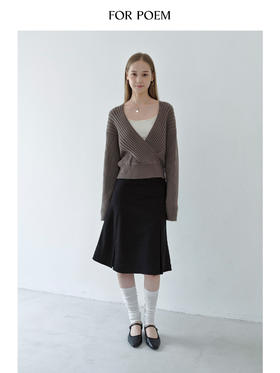ForPoem 现货 25/FW原创设计大V领坑条休闲简约针织羊毛上衣