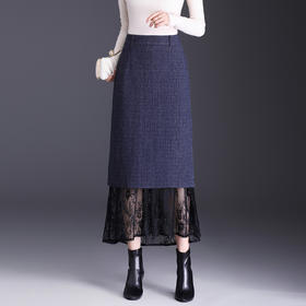 MYX蕾丝拼接直筒裙长款高腰包臀一步裙2025年秋季新款显瘦半身裙长裙