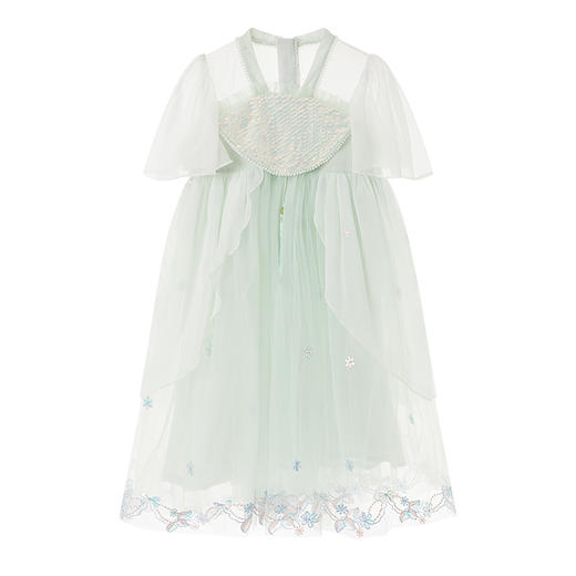 【MQD】女大童夏季新款国风精致绣花网纱短袖连衣裙 商品图3