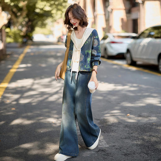 HR XPH5896韩版拼接钉珠设计感小香风套装 商品图2