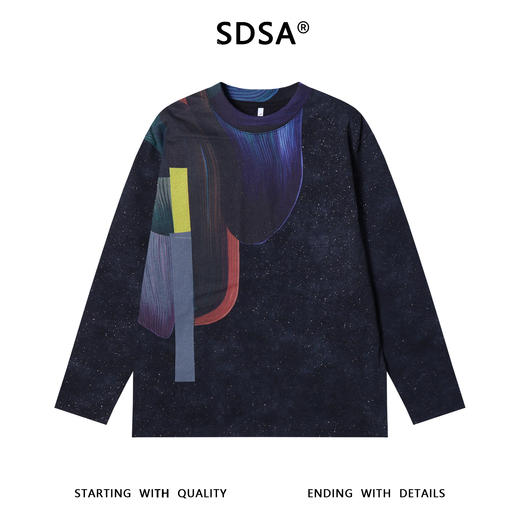 T4740SDSA男士秋冬新款痞帅男装满天星领口印花设计圆领长袖T恤时尚潮 商品图1