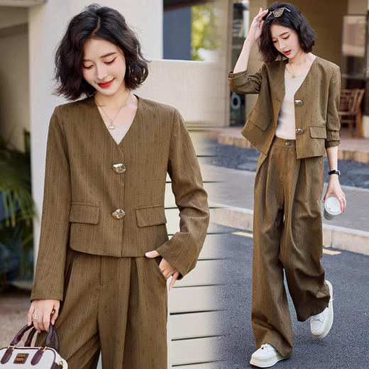 气质简约高级套装裤潮，洋气减龄显瘦职业两件套HR-ZYQQ2 商品图0