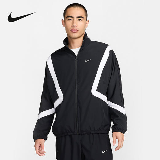 NIKE耐克外套男秋季新款印花拼接宽松立领运动休闲夹克FZ0249-010 商品图0