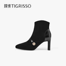 【云粉节】 BF楼蹀愫25冬新复古增高8CM玛丽珍靴钻扣时装靴瘦瘦短靴吊牌价2198活动价1329