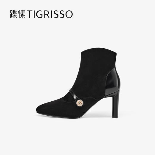 【云粉节】 BF楼蹀愫25冬新复古增高8CM玛丽珍靴钻扣时装靴瘦瘦短靴吊牌价2198活动价1329 商品图0