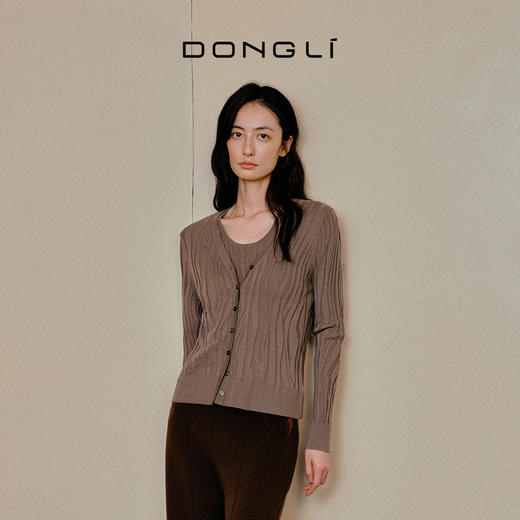 东黎 • 我不被驯化  树纹 女士秋季丝绒V领开衫 5356 商品图0