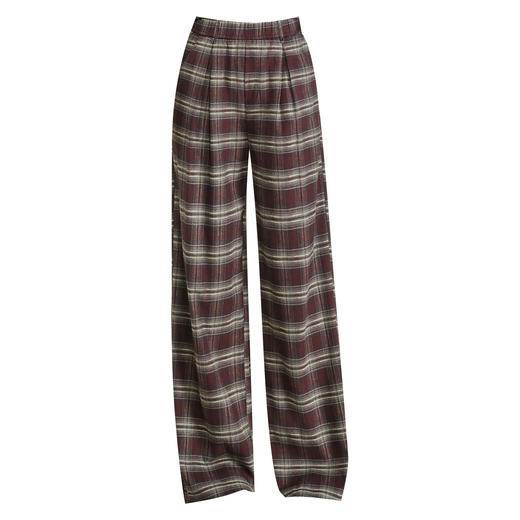 MYX窄版修身阔腿裤格纹休闲长裤2025年秋季新款松紧腰垂感高腰直筒裤 商品图4