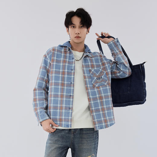 【新品上新】HX 春秋季水洗牛仔衬衫式茄克衫外套C105530014101 商品图0