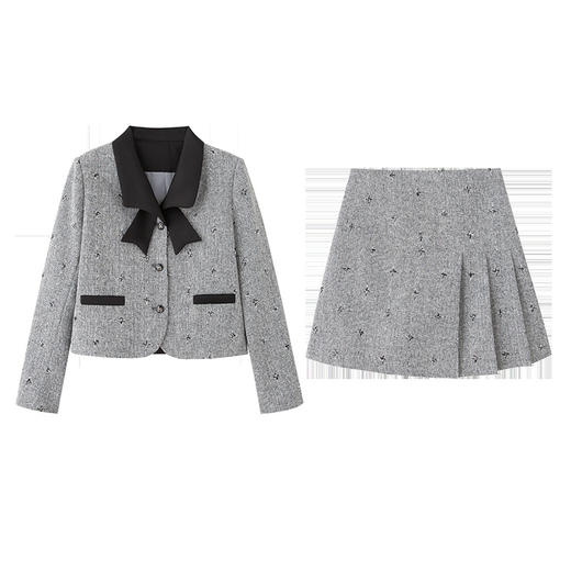 小香风蝴蝶结套装，时尚气质减龄撞色小个子两件套裙HR-ZYQQ10 商品图4