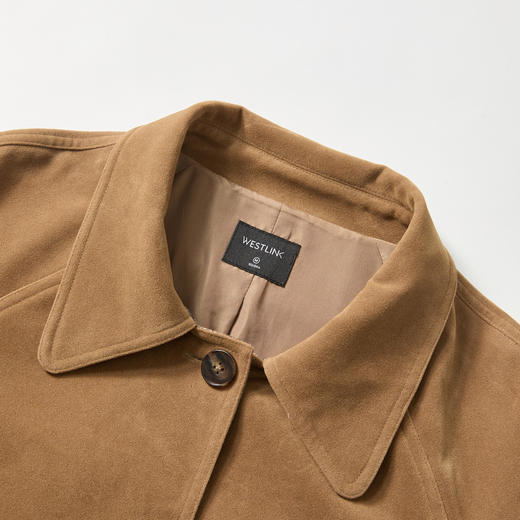 西遇美拉德格纹拼接翻领外套女秋季单排扣口袋直筒中长款外套V3255151 商品图5