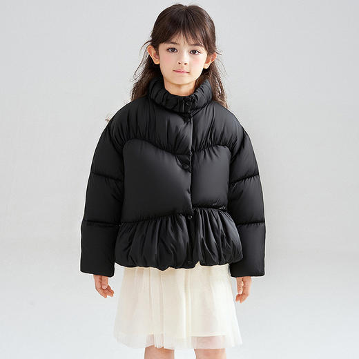 笛莎Deesha 2025冬季新款女童三防抗菌绒甜美花苞立领羽绒服 商品图1