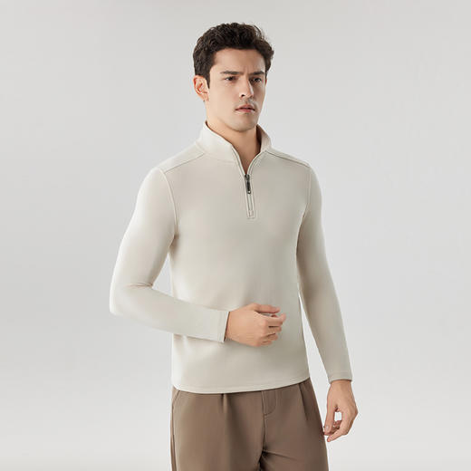 【合作款】}男砂洗半拉链立领卫衣 商品图3
