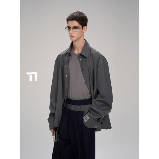 启世录TIWILLTANG“雾铂弥光”翻折袖简约衬衫 商品图1