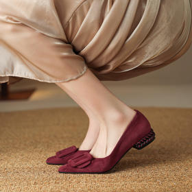 【预售5天】秋季新款气质尖头通勤方扣百搭绒面浅口豹纹单鞋女HYT&MS-7427