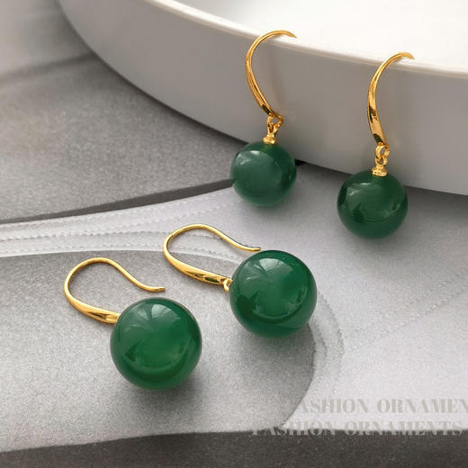 丁摩 高级感绿玛瑙耳坠复古宫廷风耳环时尚小众耳饰品5ZF-2938 商品图3