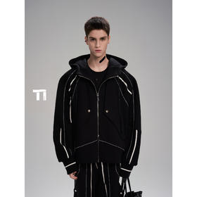 启世录TIWILLTANG“黎曜墨序 ”撞色螺纹卫衣裤子套装