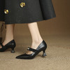 【预售5天】复古尖头浅口高跟鞋真皮法式水钻蝴蝶结中跟单鞋玛丽珍鞋四季鞋女MLS&A1039 商品缩略图3