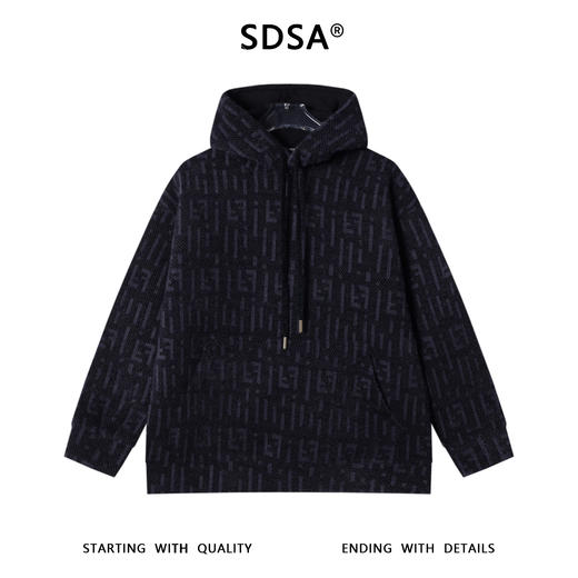 SDSA男士秋冬新款痞帅男装潮牌抽象撞色绒毛抽绳连帽卫衣百搭时尚 商品图1
