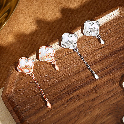 【贝母四叶】纯银四叶草贝母耳钉【JHY-E001108B】 商品图1