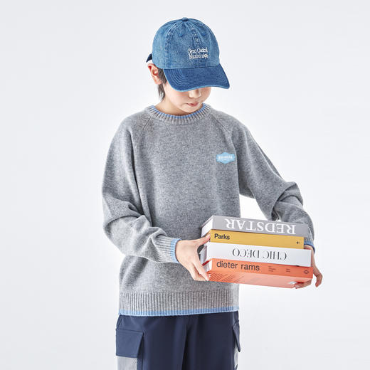 蓝汽水2025秋冬季新款亲子中大童全羊纱线打底衫蓬松保暖绵羊毛衫 商品图3