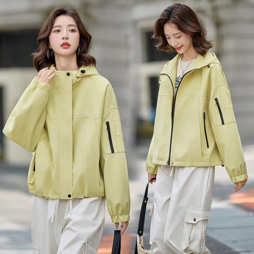气质优雅时尚立领连帽，工装拉链外套潮流HR-YLFS9055 商品图2