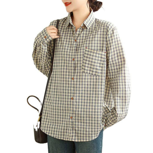 GYH 6152格子休闲上衣长袖衬衫舒适衬衣 商品图4
