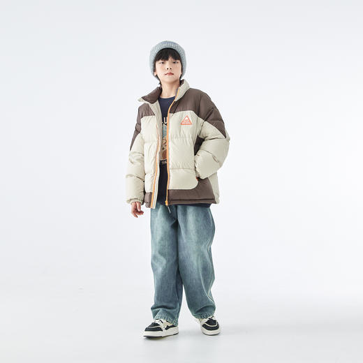 预售12.28发 蓝汽水2025冬季新款亲子中大男童短款羽绒服防钻绒抗静电拼色外套 商品图4