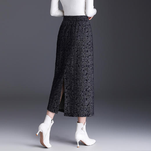 MYX印花中长款时尚直筒裙开叉包臀一步裙2025年秋季新款高腰半身裙 商品图2