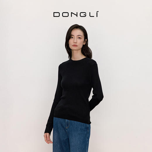 东黎 • 我不被驯化 衣橱核心 绒毛混纺女士秋季圆领抽条套衫 5536 商品图3