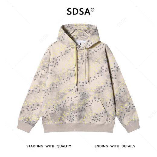 WY1050SDSA男士秋冬新款痞帅男装时尚扎染满印爱心印花抽绳连帽卫衣百搭 商品图1