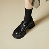 西遇增高厚底乐福鞋女新款秋季法式简约一脚蹬单鞋黑色小皮鞋D0333052 商品缩略图0