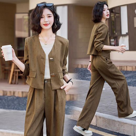 气质简约高级套装裤潮，洋气减龄显瘦职业两件套HR-ZYQQ2 商品图3