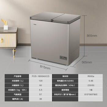 海尔（Haier）180升低霜双箱双温商用家用冰柜 大冷冻小冷藏卧式小型冰箱冷柜FCD-180GHXCD 商品图2