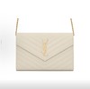 SAINT LAURENT YSL CASSANDRE 金标Logo绗缝链条百搭粒面信封包牛皮 商品缩略图0