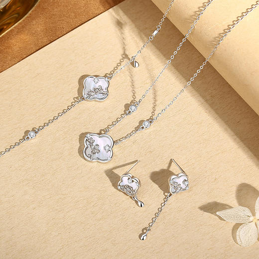 【贝母四叶】纯银四叶草贝母耳钉【JHY-E001108B】 商品图3