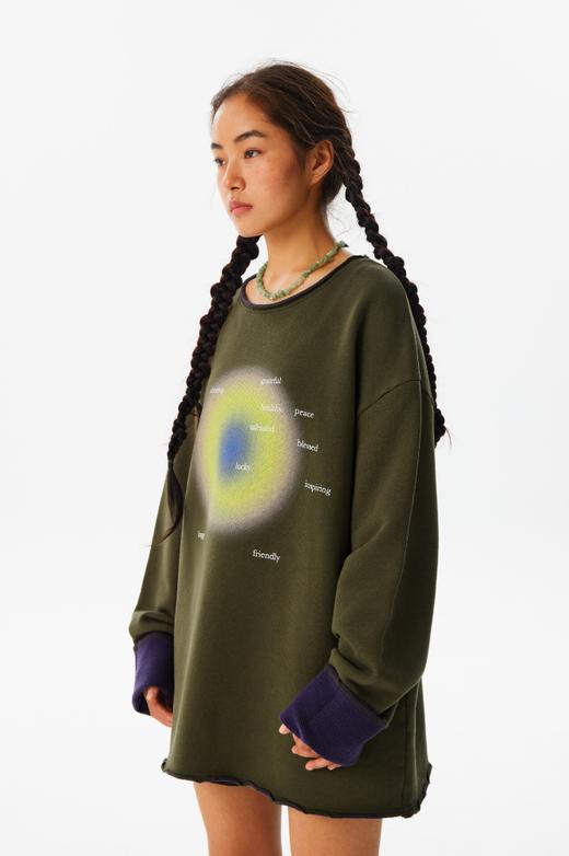 CryingCenter芥末撞色光环卷边瑜伽卫衣无螺纹宽松舒适纯棉男女款 商品图2