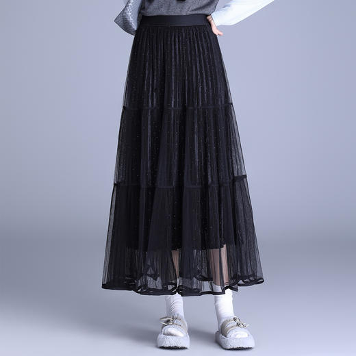 MYX两面穿百褶大摆裙松紧腰休闲长裙2025年秋季新款垂坠感时尚半身裙 商品图3