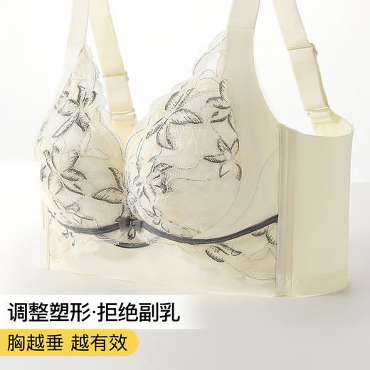 【大胸显小】5A抑菌全罩杯蕾丝调整型内衣女提拉防垂收副乳文胸云依墨韵 商品图1